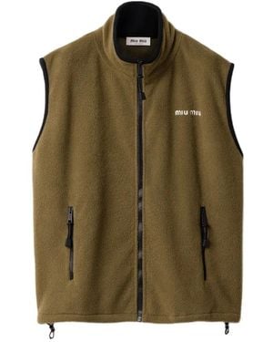 Miu Miu Fleece Zipper Vest - Green