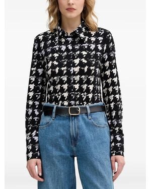 Sisley Houndstooth Buttoned Shirt - Blue