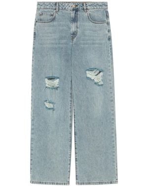 B+ AB Halbhohe Skinny-Jeans Im Distressed-Look - Blau