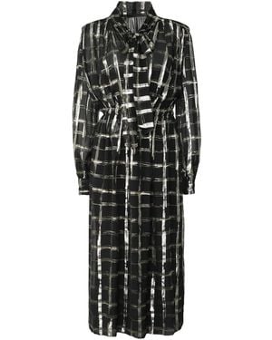 Alberta Ferretti Checked Bow-Tie Midi Dress - Black