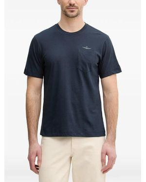 Aeronautica Militare Logo-Embroidered Chest-Pocket T-Shirt - Blue