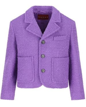 Gucci Bouclé Patch-Pockets Jacket - Purple