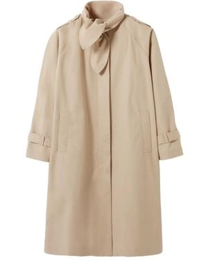 Claudie Pierlot Tie-Detail Cotton Trench Coat - Natural