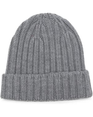 Aspesi Ribbed-Knit Hat - Grey