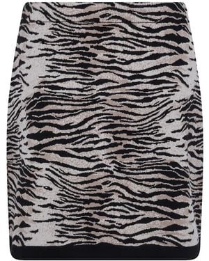 RIXO London Tiger-Print Wool Short Skirt - Black