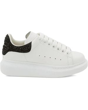 McQueen Oversized Crystal-Embellished Platform Trainers - White