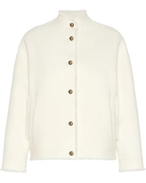 Max Mara Wildlederjacke Mit Fransen - Weiß