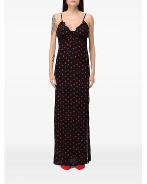 Mar De Margaritas Maxi Riley Floral-Print Ruffled Dress - Black