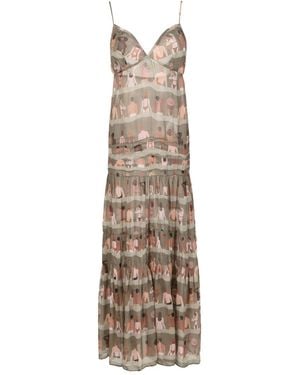 Amir Slama Graphic-Print Silk Maxi Dress - Natural