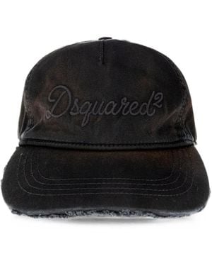 DSquared² Logo-Embroidered Distressed Baseball Cap - Black