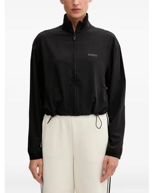 Guess Logo-Print Drawstring Jacket - Black