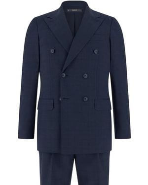 BOGGI Prince Wales Check Double-Breasted Suit - Blue