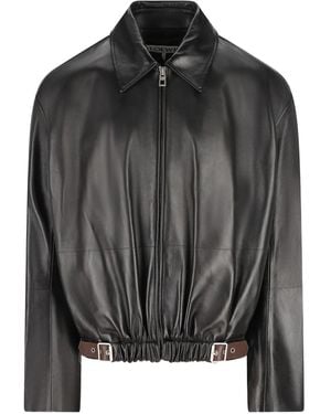 Loewe Belted Leather Jacket - Black