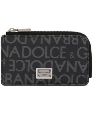 Dolce & Gabbana Logo-Jacquard Zip Around Wallet - Black