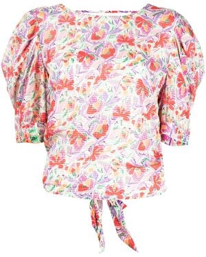 Ba&sh Open-Back Tie-Fastening Blouse - Pink
