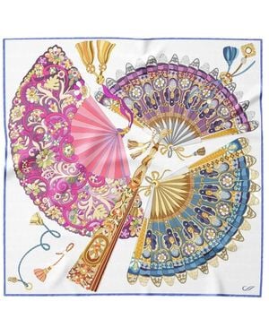 Elizabetta Venetian Fan Silk Scarf - Pink