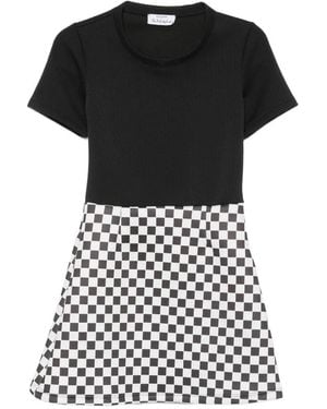 The Artistylist Checkerboard-Print Short-Sleeve Dress - Black