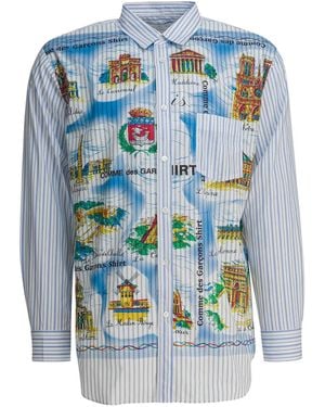 Comme des Garçons Striped Shirt With Print - Blue