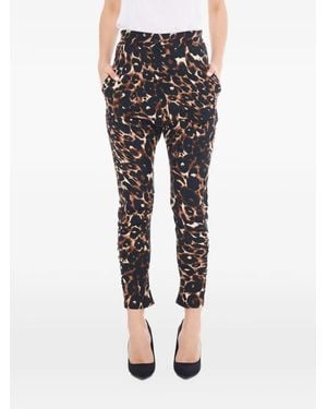Tessitura Twisted Leopard-Print Tapered Trousers - Black