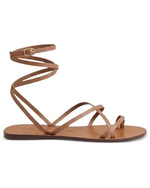Manebí X Alex Rivière Studio Valentina Wrap-Around Leather Flat Sandals - Pink