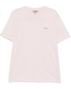 Woolrich Logo-Print Slub-Texture T-Shirt - Pink