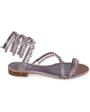 Rene Caovilla Chandelier Crystal-Embellished Sandals - White