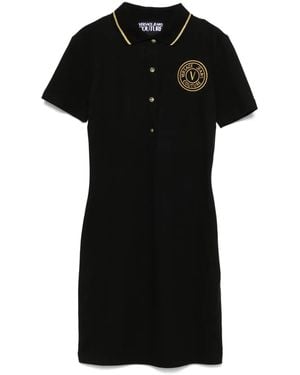 Versace Jeans Couture Logo-Embroidered Mini Dress - Black