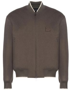 Emporio Armani Zip Ribbed Collar Jacket - Brown