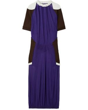 Tory Burch Colorblock Sheer Jersey Dress - Purple