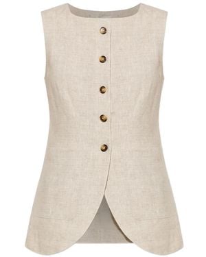 Posse Emma Button-Front Vest - Natural