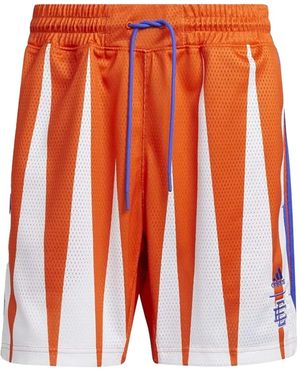 adidas ジオメトリックパターン ショートパンツ - オレンジ