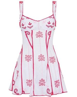 Charo Ruiz Arissa Embroidered-Lace Panelled Mini Dress - Pink