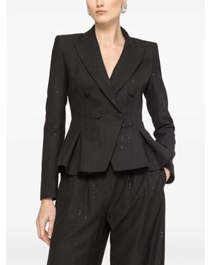 Nissa Double-Breasted Pinstripe Jacket - Blue