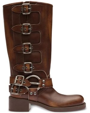 Miu Miu Leather Boots - Brown