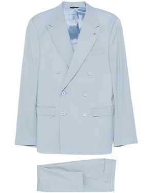 Manuel Ritz Double-Breasted Peak-Lapel Suit - Blue