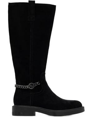 Guess Fyonal Suede Chain-Detail Boots - Black