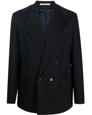 Valentino Garavani Peak Lapels Double-Breasted Blazer - Blue