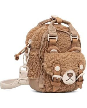 Doughnut Macaroon Tiny Bear-Motif Mini Crossbody Bag - Natural