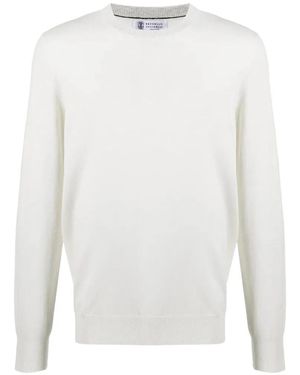 Brunello Cucinelli Crew-Neck Cashmere Jumper - White