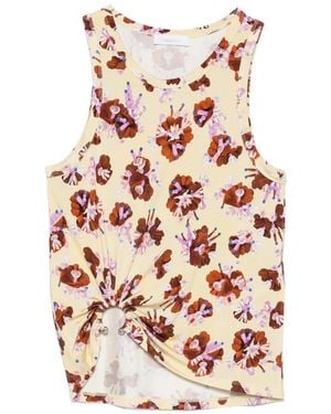 Rabanne Floral-Pattern Ring-Detail Top - White