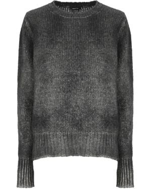 Avant Toi Faded-Effect Ribbed-Trim Sweater - Gray