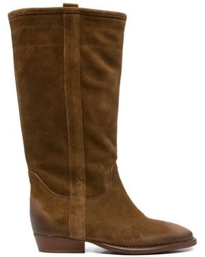 GISÉL MOIRÉ Gabon Suede Boots - Brown