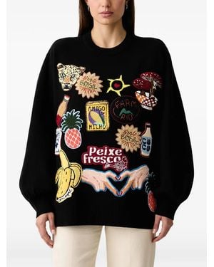 FARM Rio Pullover Mit Tropischem Patch - Schwarz