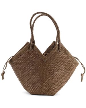 IBELIV Medium Trinity Woven Leather Shoulder Bag - Brown