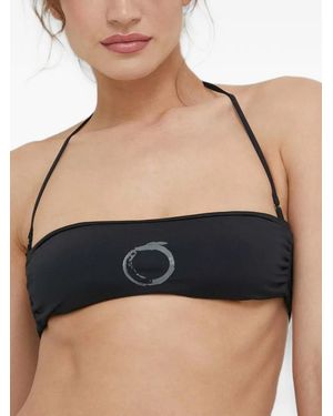 Trussardi Logo-Print Bandeau Bikini - Natural