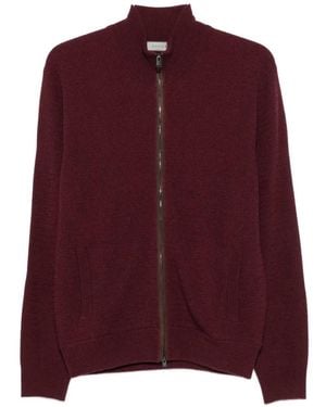 Canali Zip-Up Ribbed-Knit Jumper - Purple
