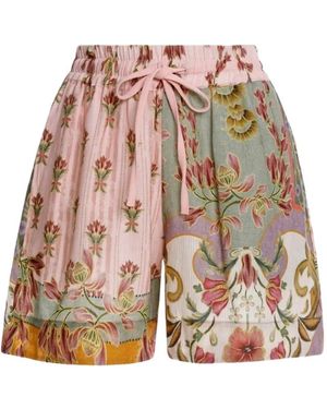 Agua Bendita Renata Floral-Pattern Shorts - Pink