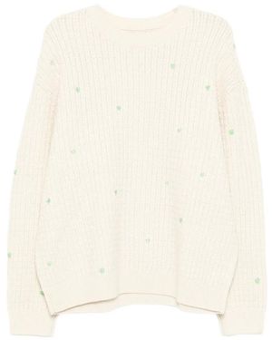 CROQUIS Heart-Embroidered Jumper - Natural