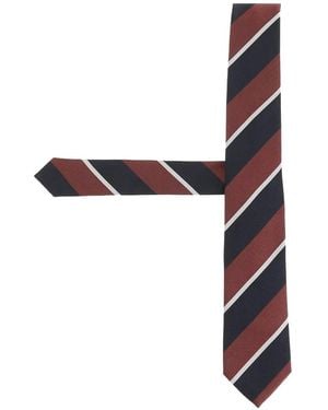 BOSS Silk-Blend Tie With Diagonal Stripes - White