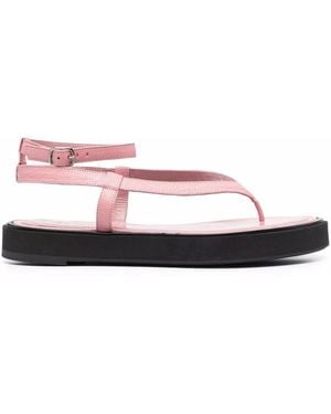 BY FAR Cece Grained-Leather Sandals - Pink